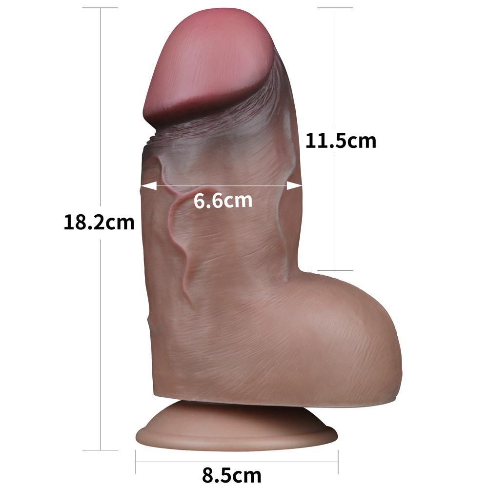 18 CM Yumuşak Doku Çift Katman Platin Silikon Realistik Çok Kalın Kısa Dildo Penis