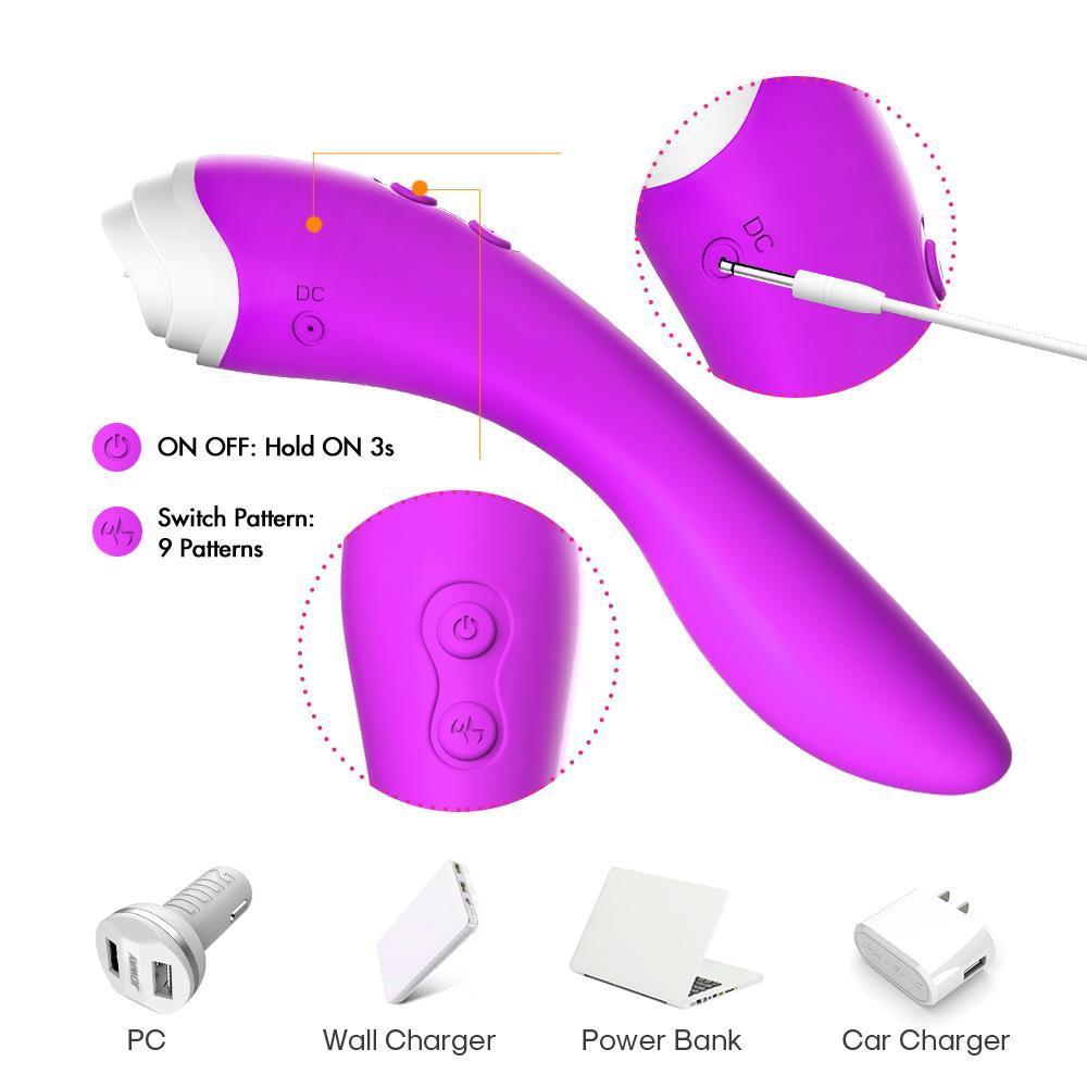 FAIRYLAND 9+9 Modlu Klitoris ve G-Spot Uyarıcı 2 in 1 Dil Vibratör - Mor