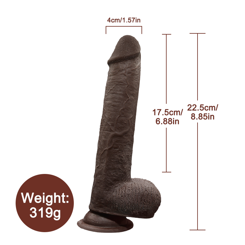 Foreskin Perfection Dildo 22.5 CM - Çift Katmanlı Gerçekçi Kayar Deri Ultra Yumuşak Realistik Zenci Yapay Penis Vibrator