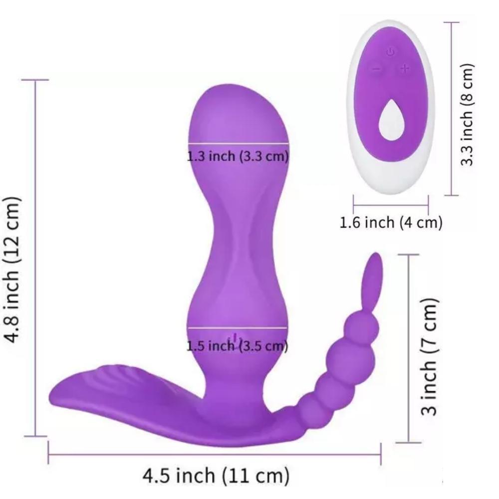 JAIN Kablosuz Kumandalı G-Spot Anal ve Klitoris Uyarıcı Külot İçi Giyilebilir 3 in 1 Vibratör - Mor