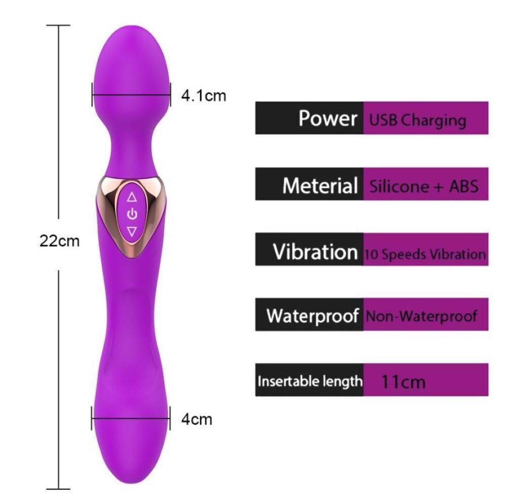 LOVE Çift Taraflı Ultra Yumuşak ve Güçlü Titreşimli Masaj Wand Dildo Vibratör