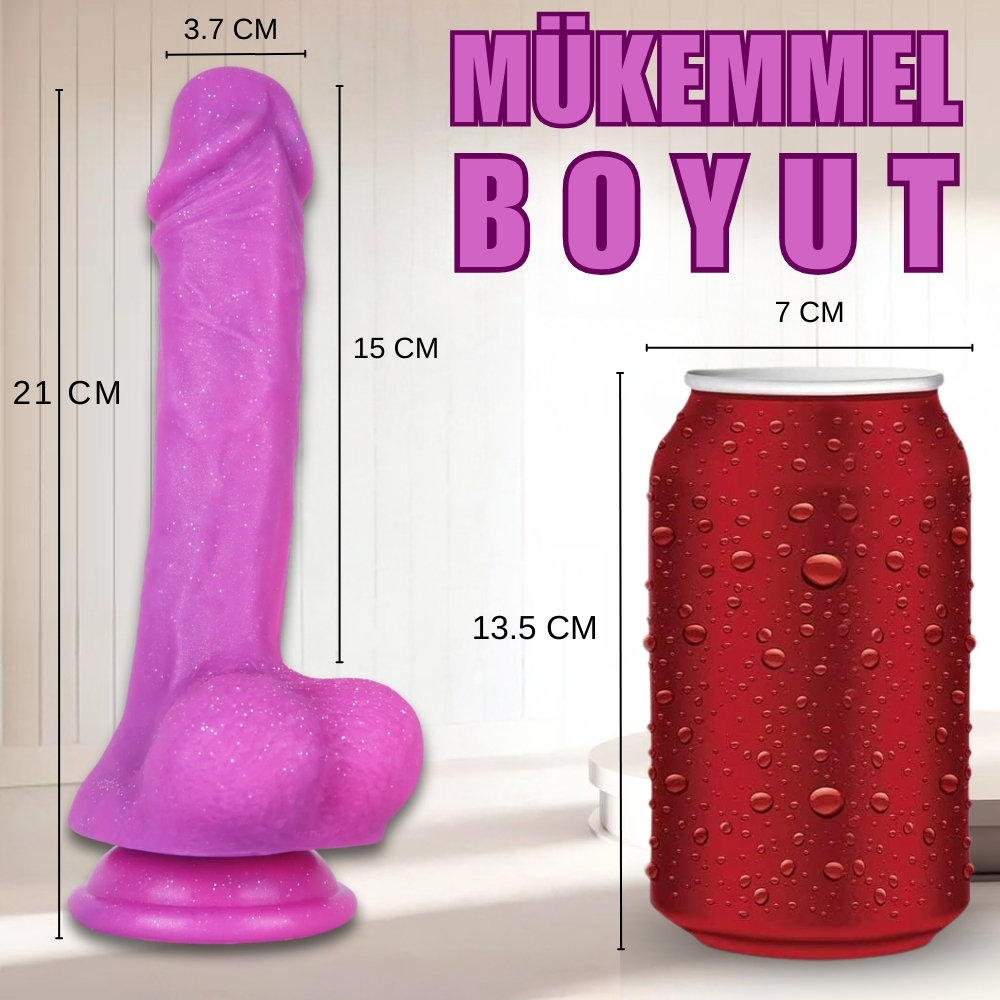 MYST COLOR Dildo Parlak Simli Ultra Yumuşak Pembe Realistik Yapay Penis