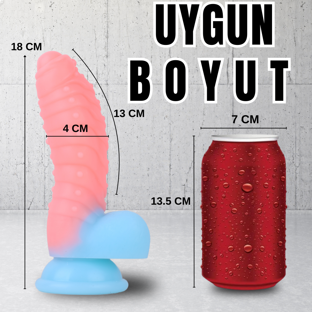 NEON ELITE Glow in the Dark - Karanlıkta Parlayan Tırtıklı Dildo Ultra Yumuşak Realistik Yapay Penis 