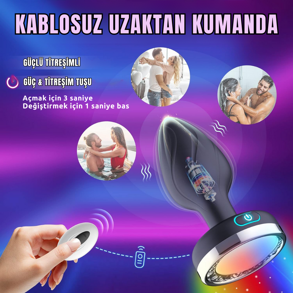 PRIME TOYS Işıklı Anal Plug Titreşimli Kablosuz Kumandalı Giyilebilir Anal Vibratör