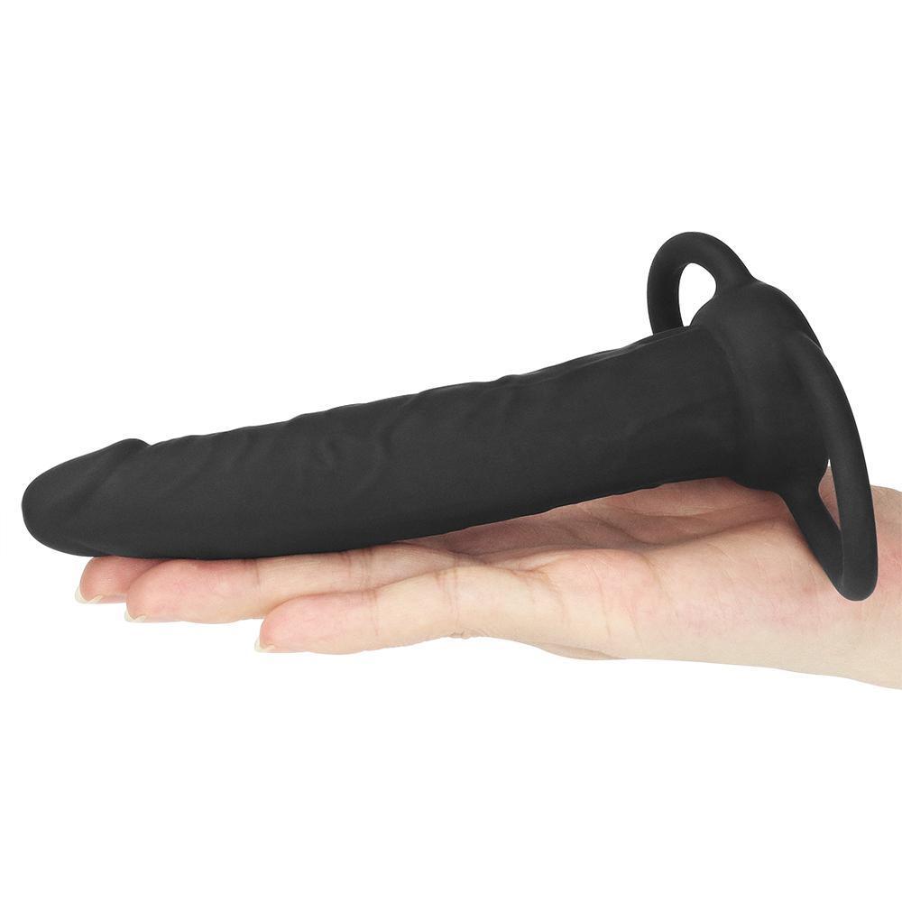 Testise Bağlamalı Anal Penis ve Penis Halkası - Silicone Fantasy Double Prober