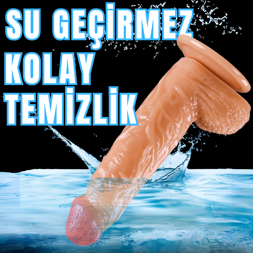 UNIQUE Realistik Dokuda Kalın Damarlı Dildo Vantuzlu Gerçekçi Yapay Penis 20 CM