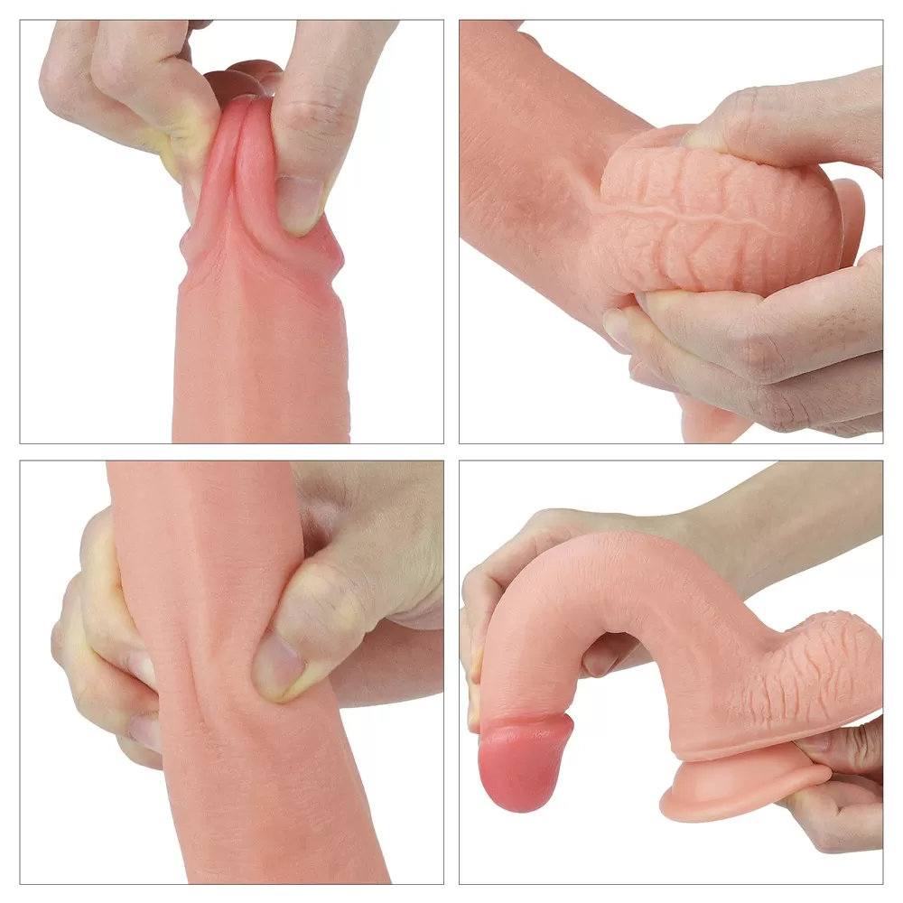 20 CM Yumuşak Dokulu Çift Katmanlı Platin Silikon Realistik Penis - Dual layered Platinum Silicone Cock