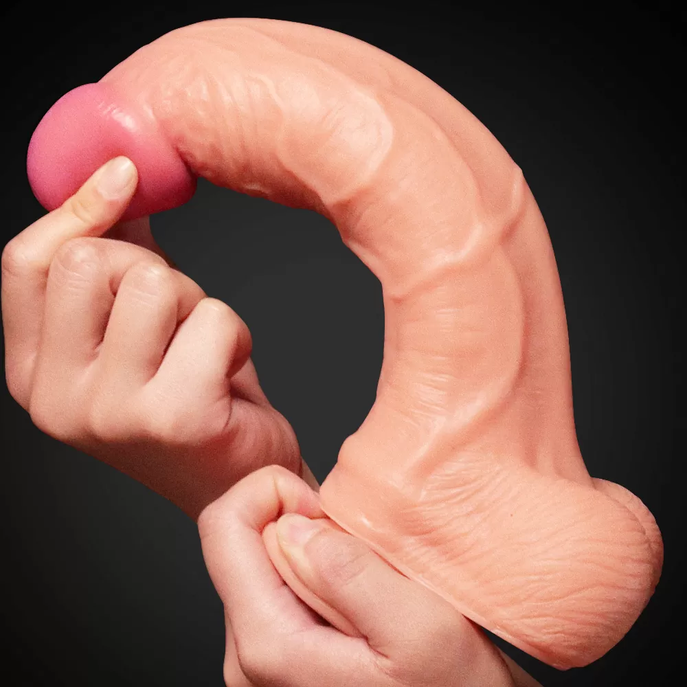 25 CM Yumuşak Dokulu Çift Katmanlı Realistik Penis - Dual Layered Platinum Silicone Cock