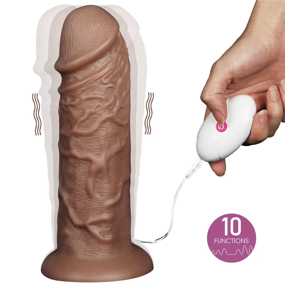 28 CM Gerçekçi Kalın Anal Fisting Melez Titreşimli Dildo - Realistic Chubby Vibrating Dildo