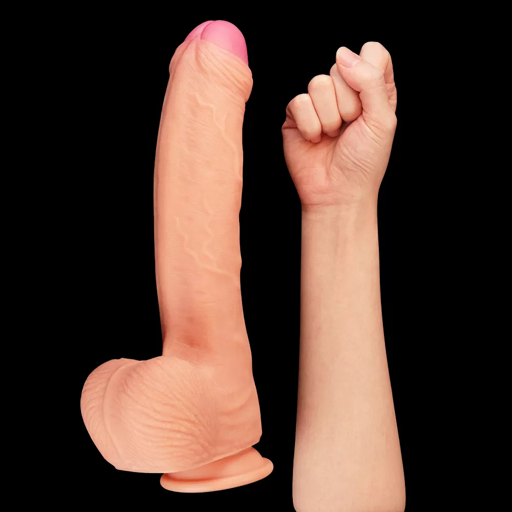 28 CM Yumuşak Dokulu Çift Katmanlı Realistik Penis - Dual Layered Platinum Silicone Cock