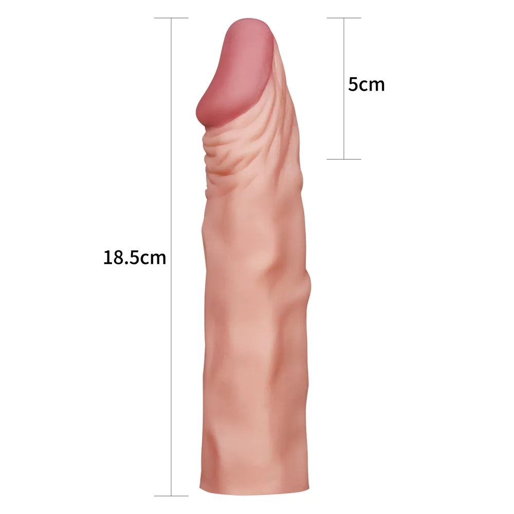 5 CM Dolgulu Gerçekçi Ten Doku Penis Kılıfı - Pleasure X-Tender Serisi