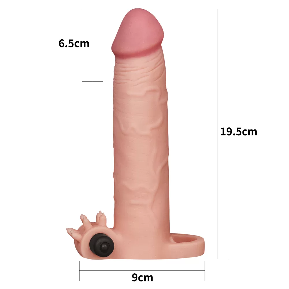 7.5 CM Dolgulu Gerçekçi Ten Doku Titreşimli Penis Kılıfı - Pleasure X-Tender