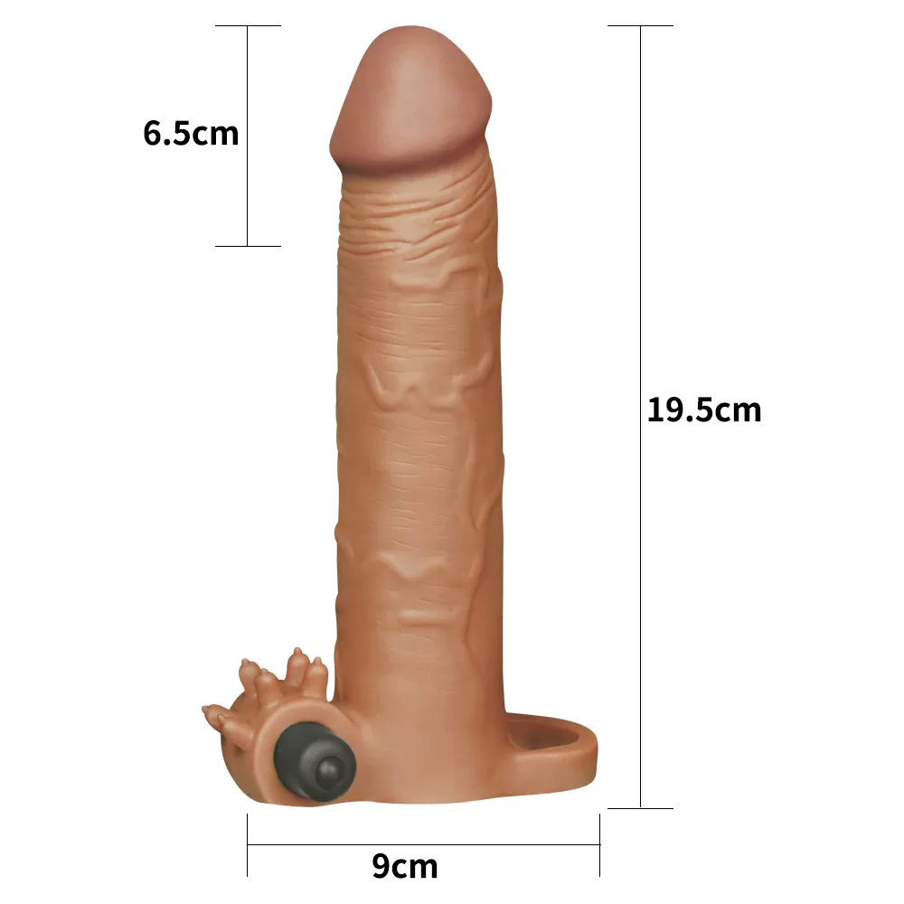 7.5 CM Dolgulu Gerçekçi Melez Doku Titreşimli Penis Kılıfı - Pleasure X-Tender