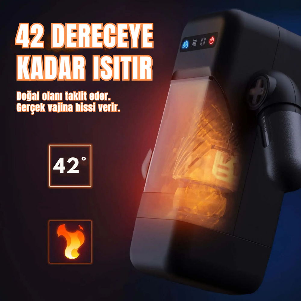 Amovibe Telefon Tutuculu Isıtmalı İleri Geri Hareketli ve Titreşimli Otomatik Suni Vajina Mastürbatör