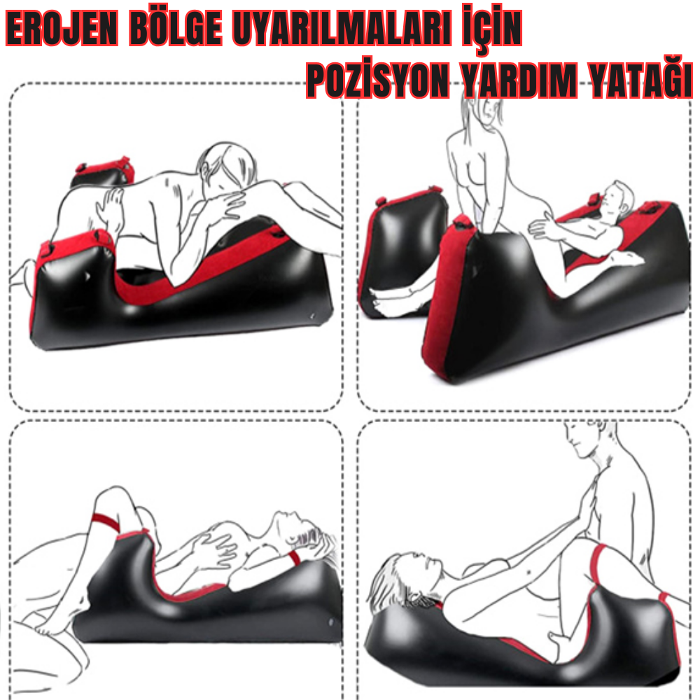 Çiftlere Özel Bağlama Kelepçeli Şişirilebilir Esaret ve Pozisyon Sex Yatağı