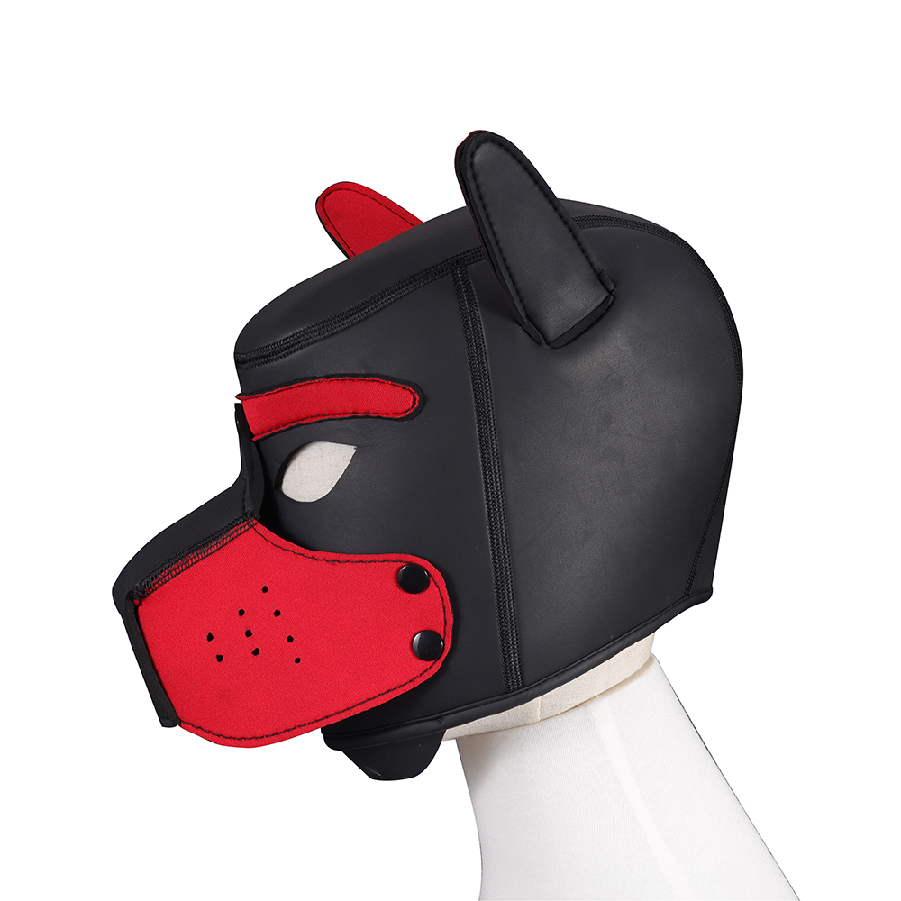 Cosplay Bondage Dog Mask Hood Köpek Maskesi Nefes Alabilir Çıkarılabilir Ağızlık Fetiş Köpek Başlığı