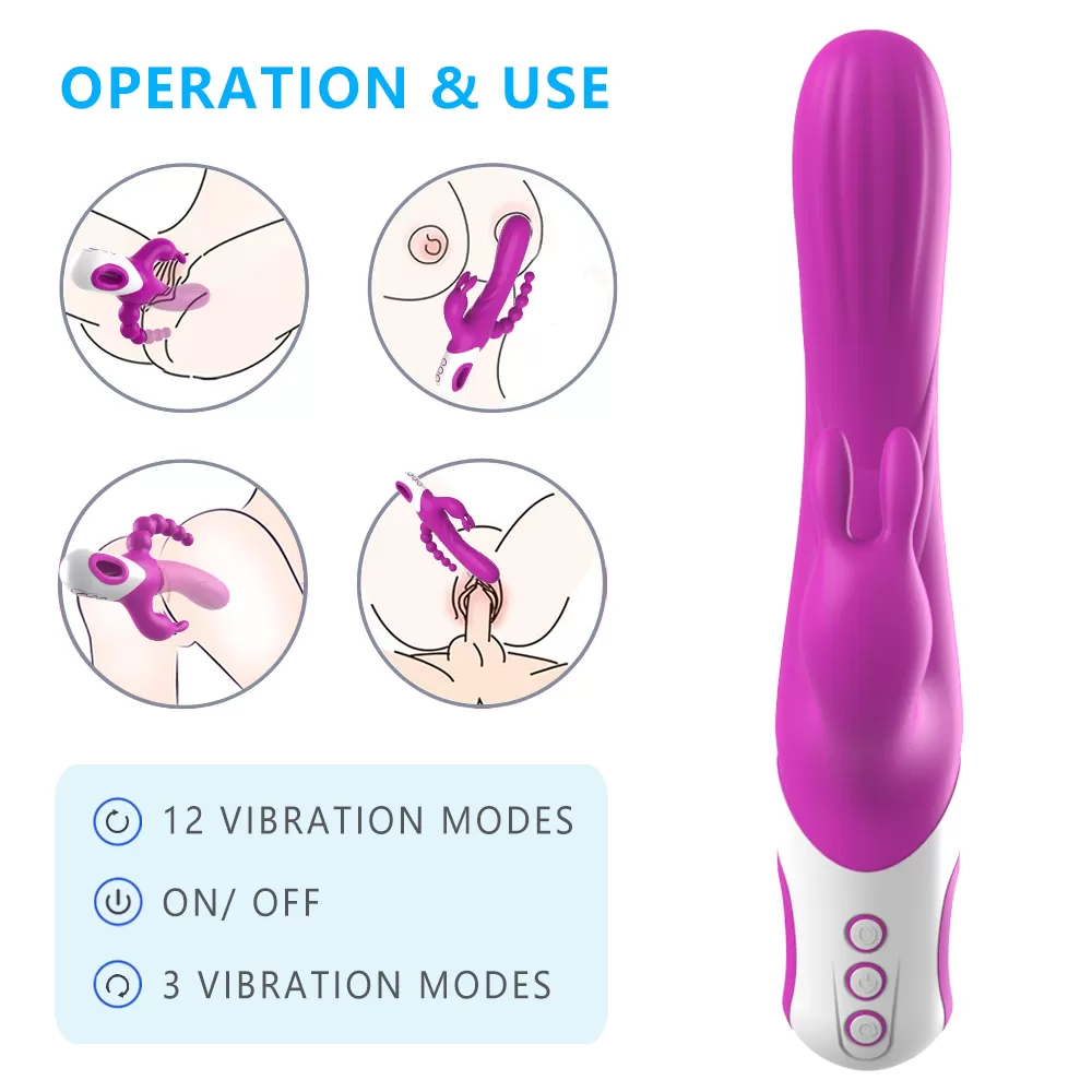 EDEN Şarjlı Anal Boncuklu 3 in 1 G Spot Üçlü Vibratör