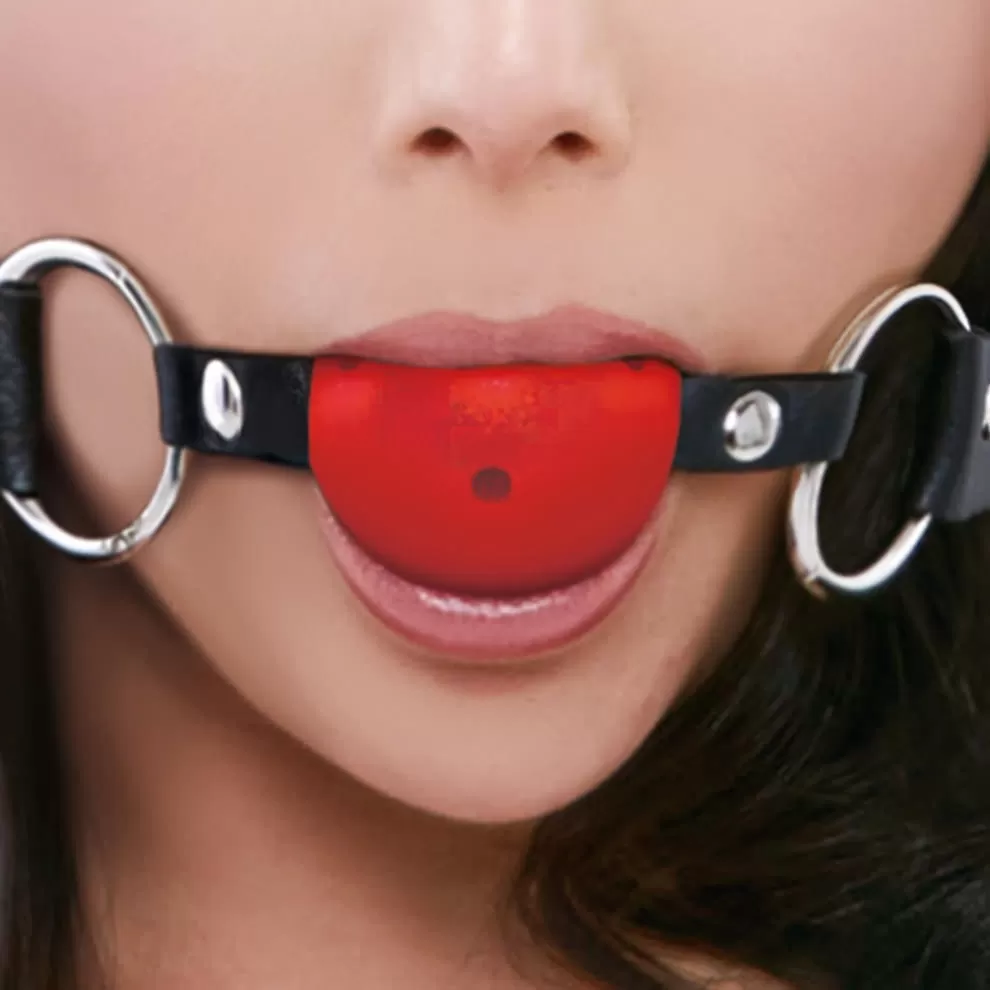 Fetish Beginner Deri Kemerli Nefes Alabilir Kırmızı Esaret Ağız Topu Mouth Ball Gag