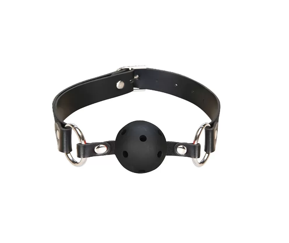 Fetish Beginner Deri Kemerli Nefes Alabilir Siyah Esaret Ağız Topu Mouth Ball Gag