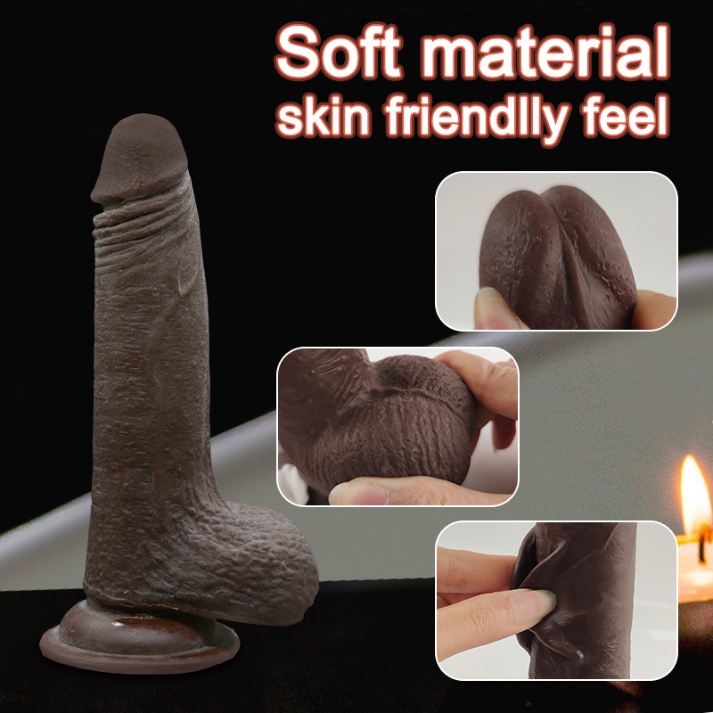 Foreskin Perfection Dildo 17 CM - Çift Katmanlı Gerçekçi Kayar Deri Ultra Yumuşak Realistik Zenci Yapay Penis Vibrator