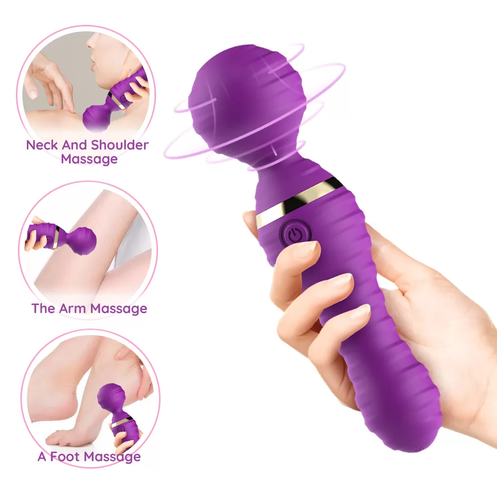 FREEXA 360° Dönebilen Esnek Kafalı Magic Wand Massager Orgazm Vibratör - Mor