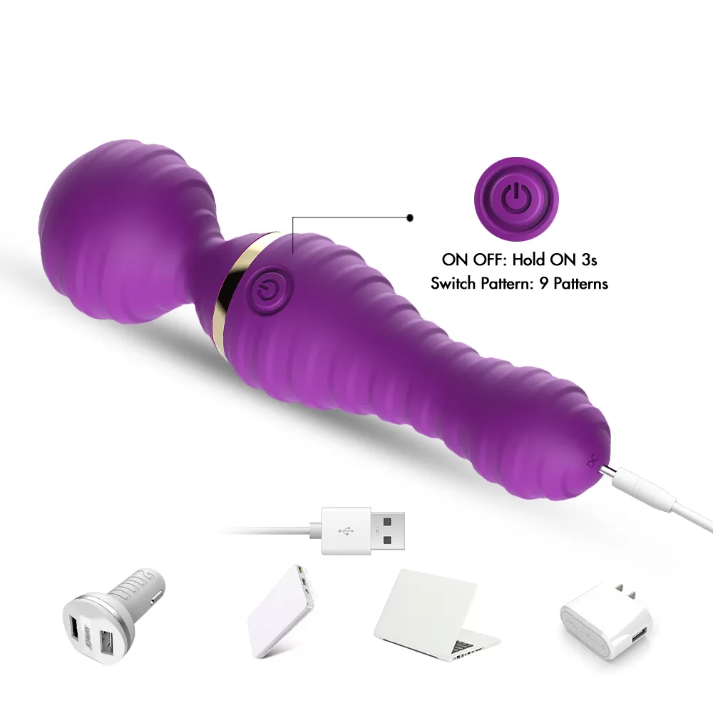 FREEXA 360° Dönebilen Esnek Kafalı Magic Wand Massager Orgazm Vibratör - Mor