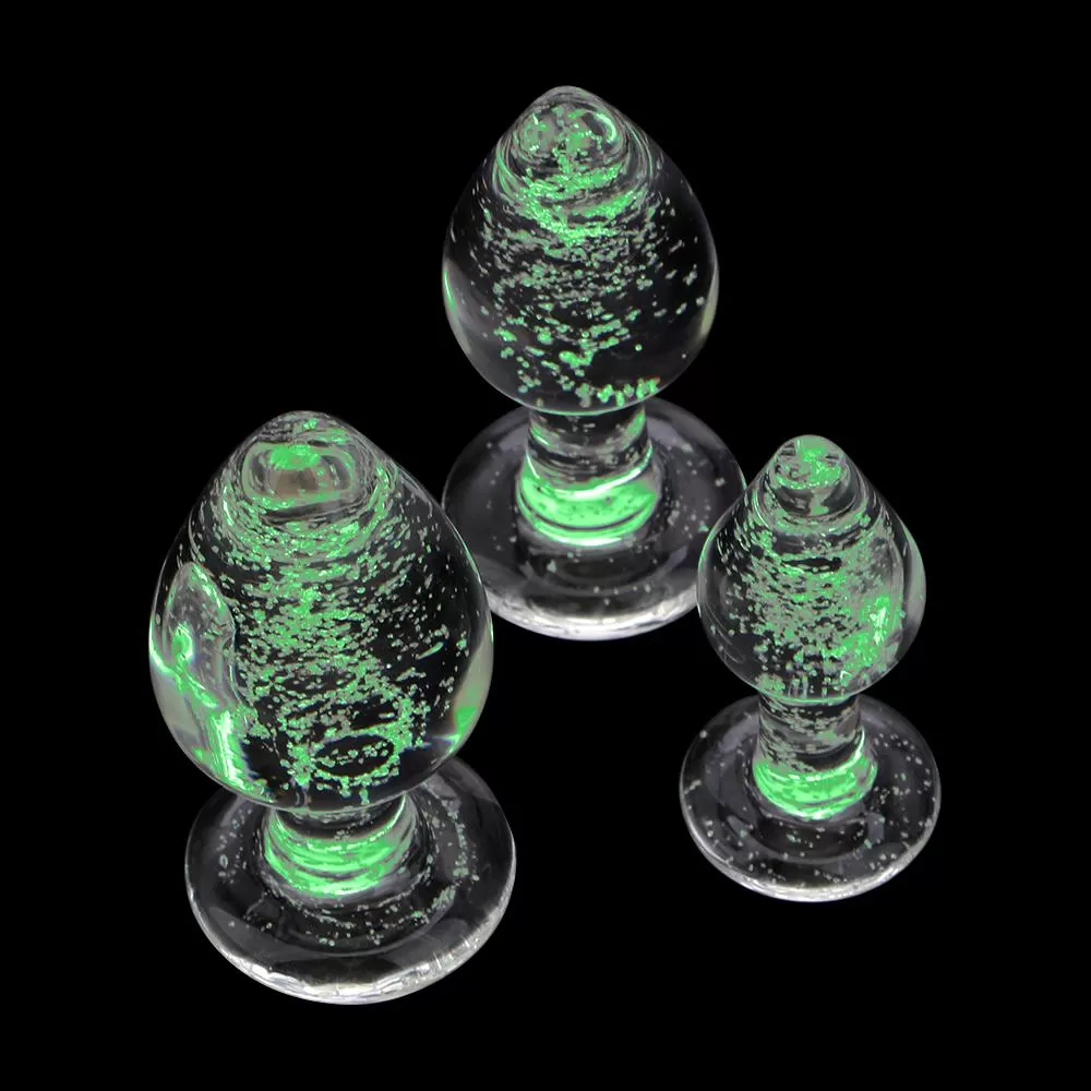 GLOW IN THE DARK Karanlıkta Parlayan Cam Anal Plug Set