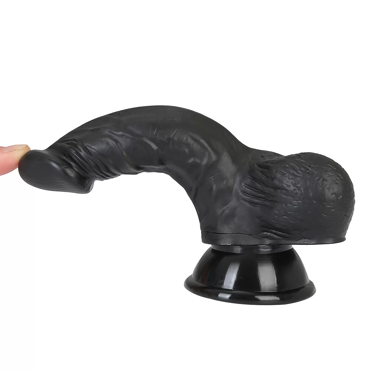 JASON Dildo Gerçekçi Et Dokusunda Eğik Realistik Zenci Penis 17 CM