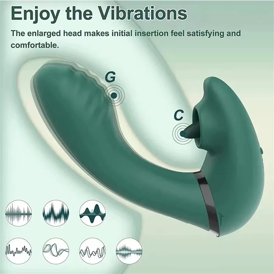 Şarjlı Açısı Ayarlanabilen Dil Hareketli Güçlü Titreşimli Klitoris G Nokta Uyarıcı 2 in 1 Vibratör