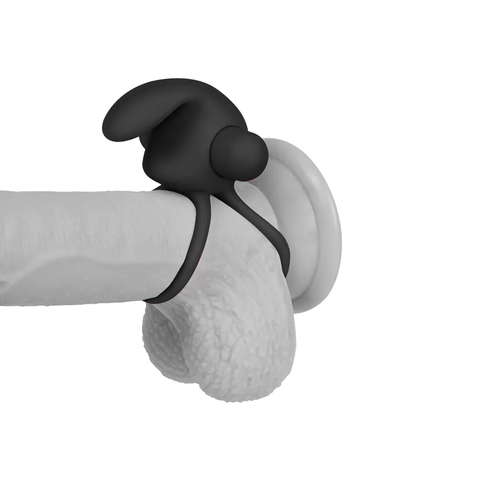 Klitoris Uyarıcı Titreşimli Silikon Penis Halkası Siyah - Power Clit Duo Silicone Cockring