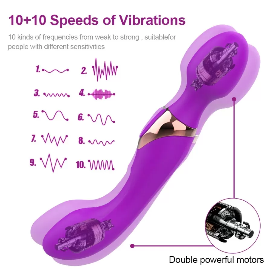 LOVE Çift Taraflı Ultra Yumuşak ve Güçlü Titreşimli Masaj Wand Dildo Vibratör