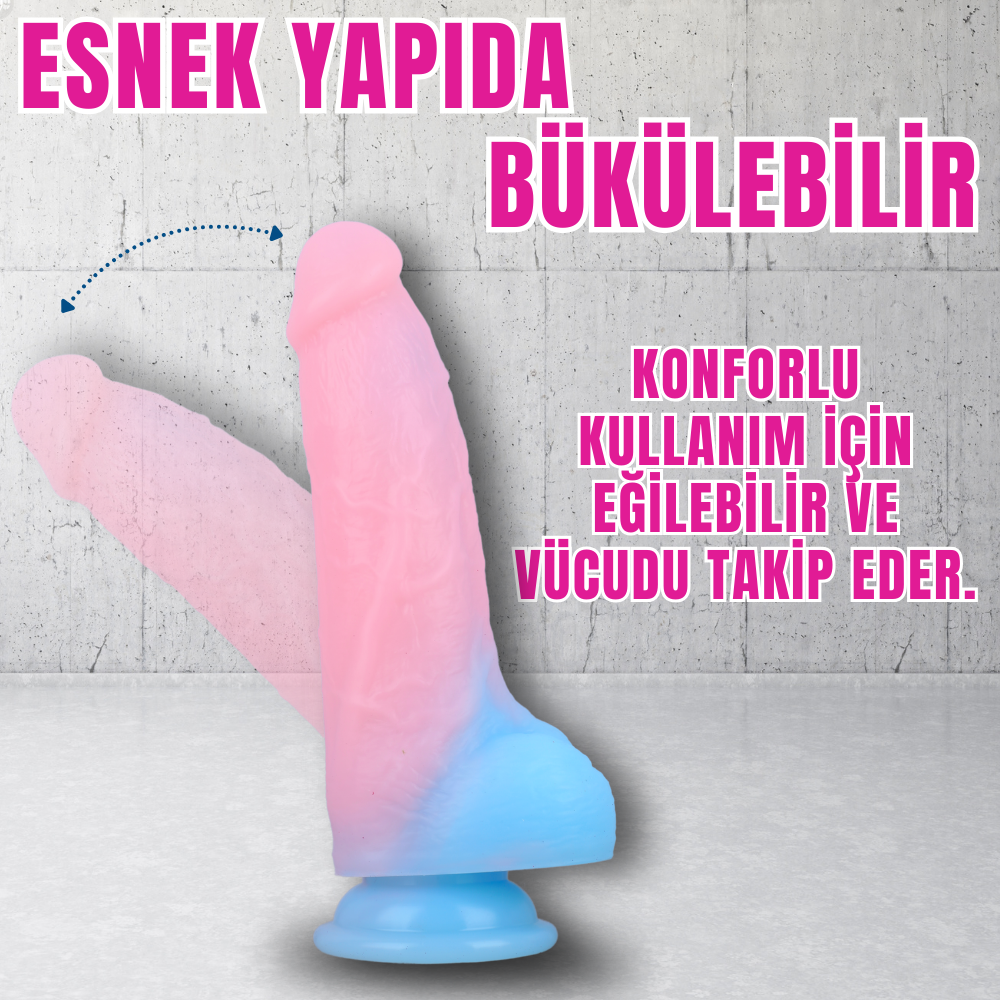 NEON ELITE Glow in the Dark - Karanlıkta Parlayan Dildo Ultra Yumuşak Realistik Yapay Penis