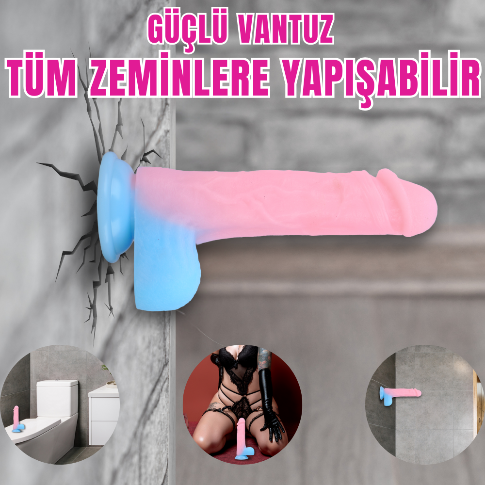 NEON ELITE Glow in the Dark - Karanlıkta Parlayan Dildo Ultra Yumuşak Realistik Yapay Penis 22 CM