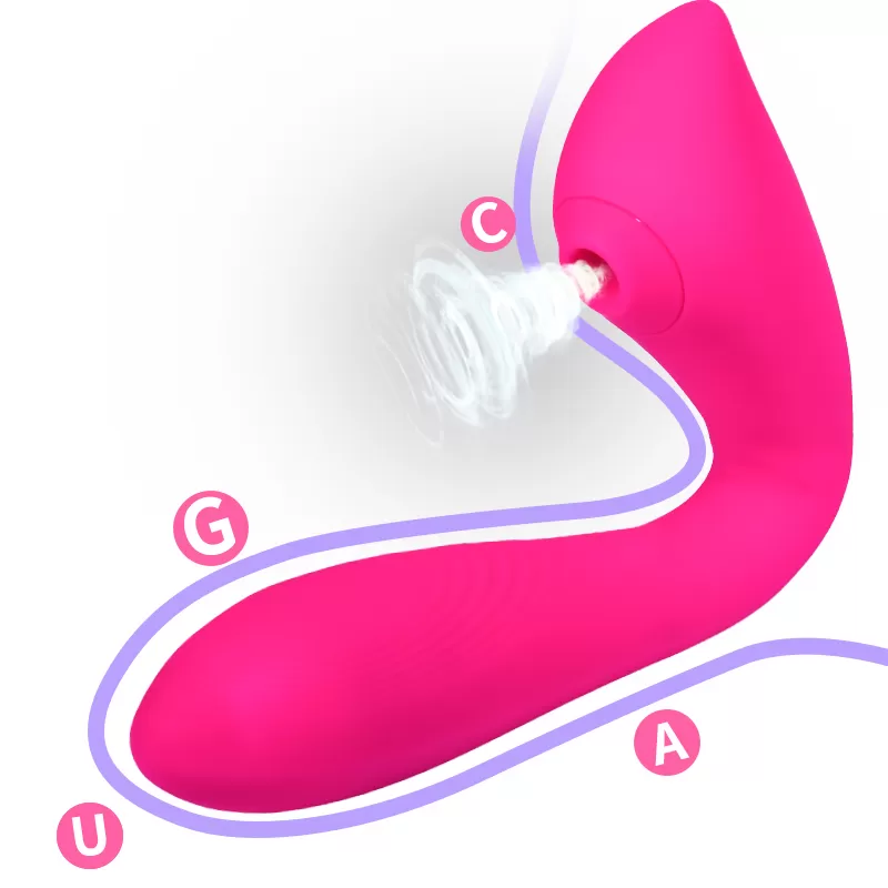 Otomatik Isıtmalı Kıkırdaklı Bükülebilir Klitoris Emiş Güçlü ve G-Spot Uyarıcı Titreşimli 2 in 1 Vibratör