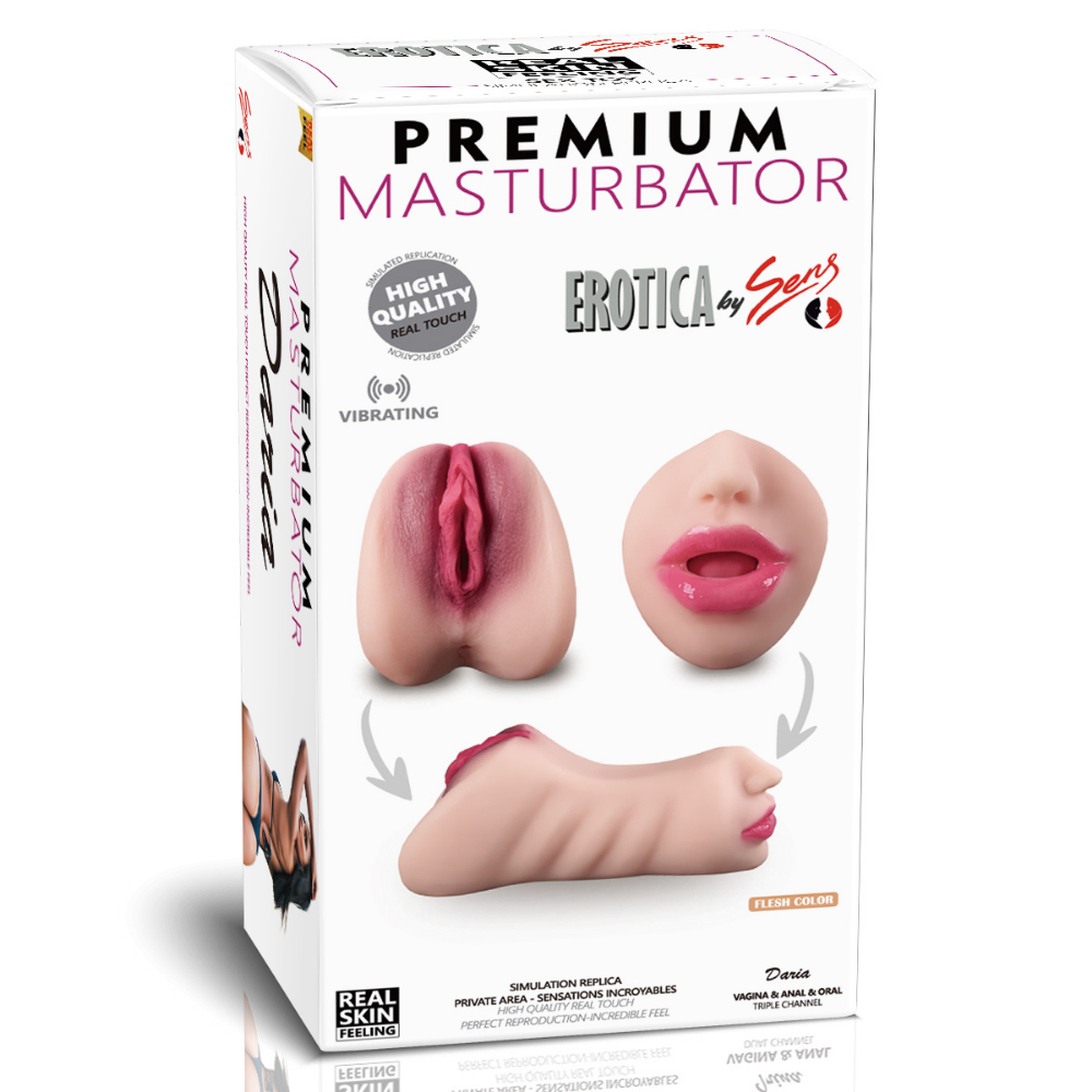 Premium Masturbator Daria - Realistik Dokulu Oral Anal Vajinal 3 in 1 Titreşimli Suni Vajina