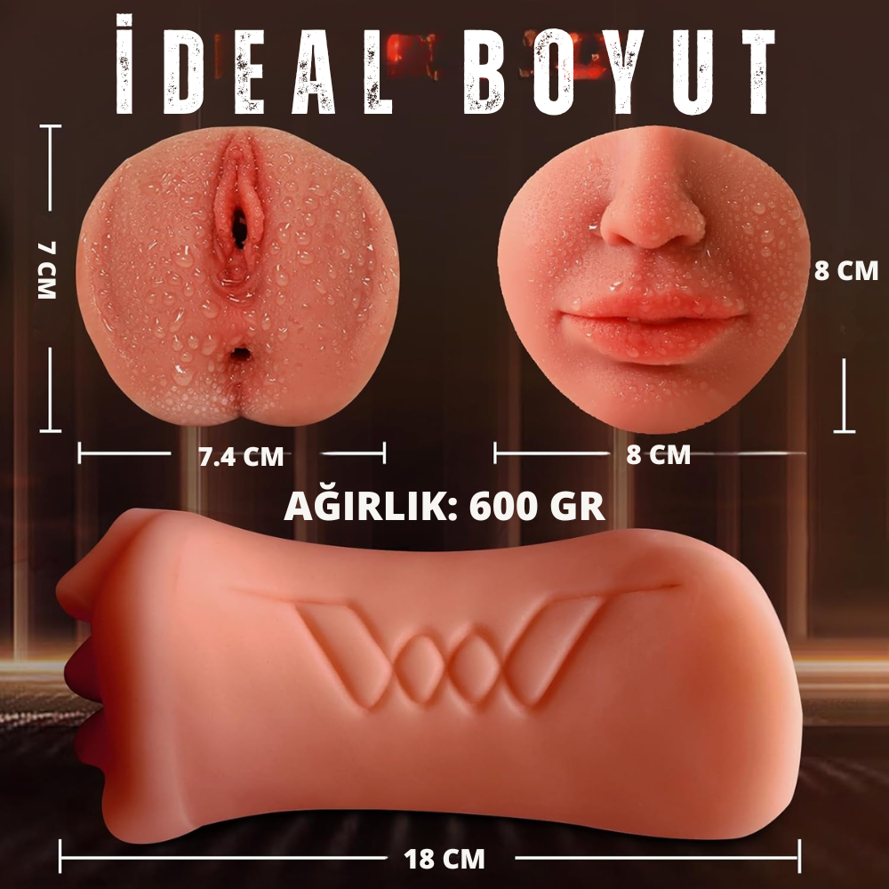 Premium Masturbator Ellie - Gerçekçi Yumuşak Dokulu 3 Girişli Oral Anal Realistik Vajina Mastürbatör