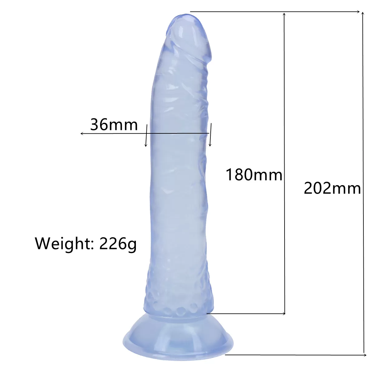 PRETTY BOY Dildo Jel Dokulu Testissiz Yumuşak Penis 20 CM - Blue