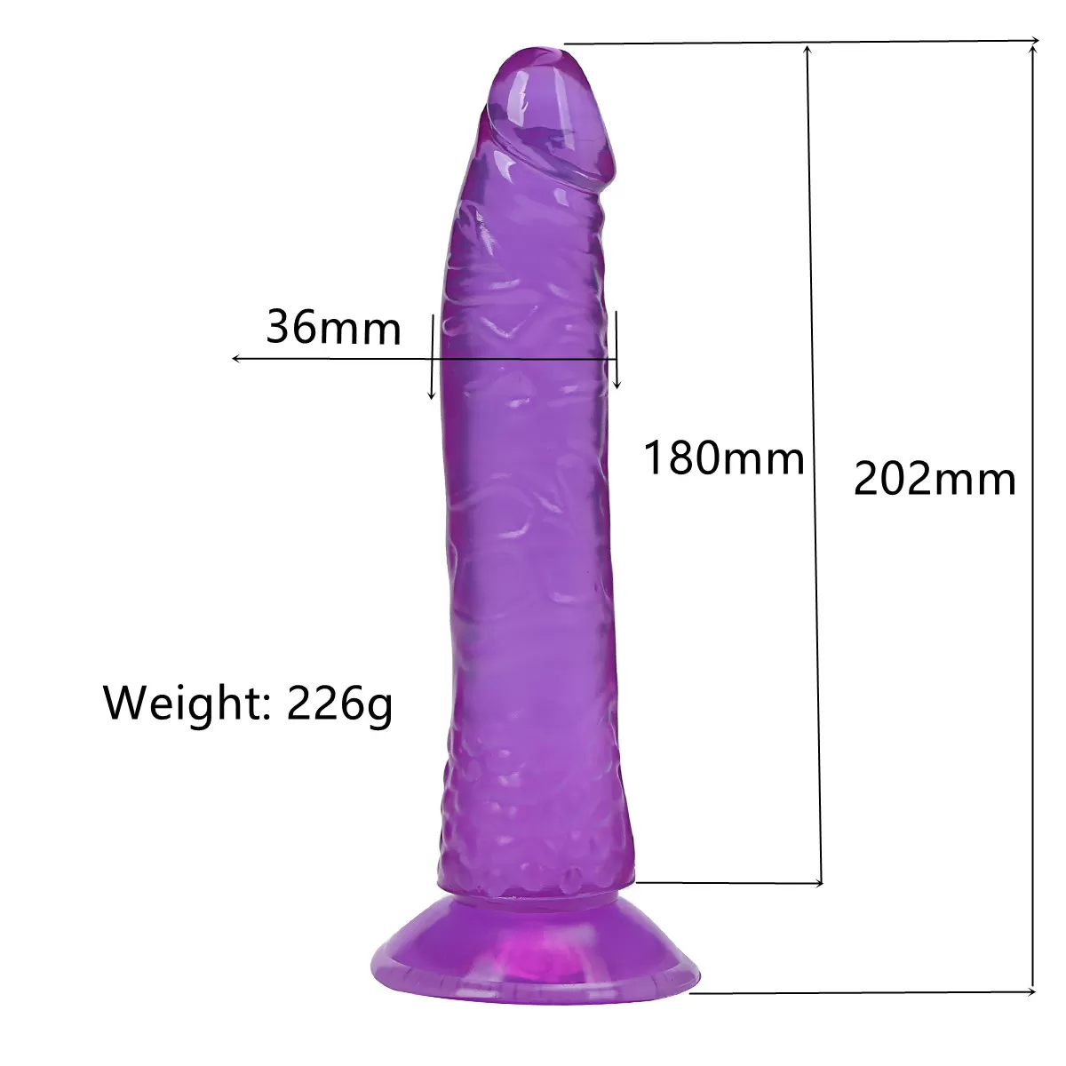 PRETTY BOY Dildo Jel Dokulu Testissiz Yumuşak Penis 20 CM - Purple