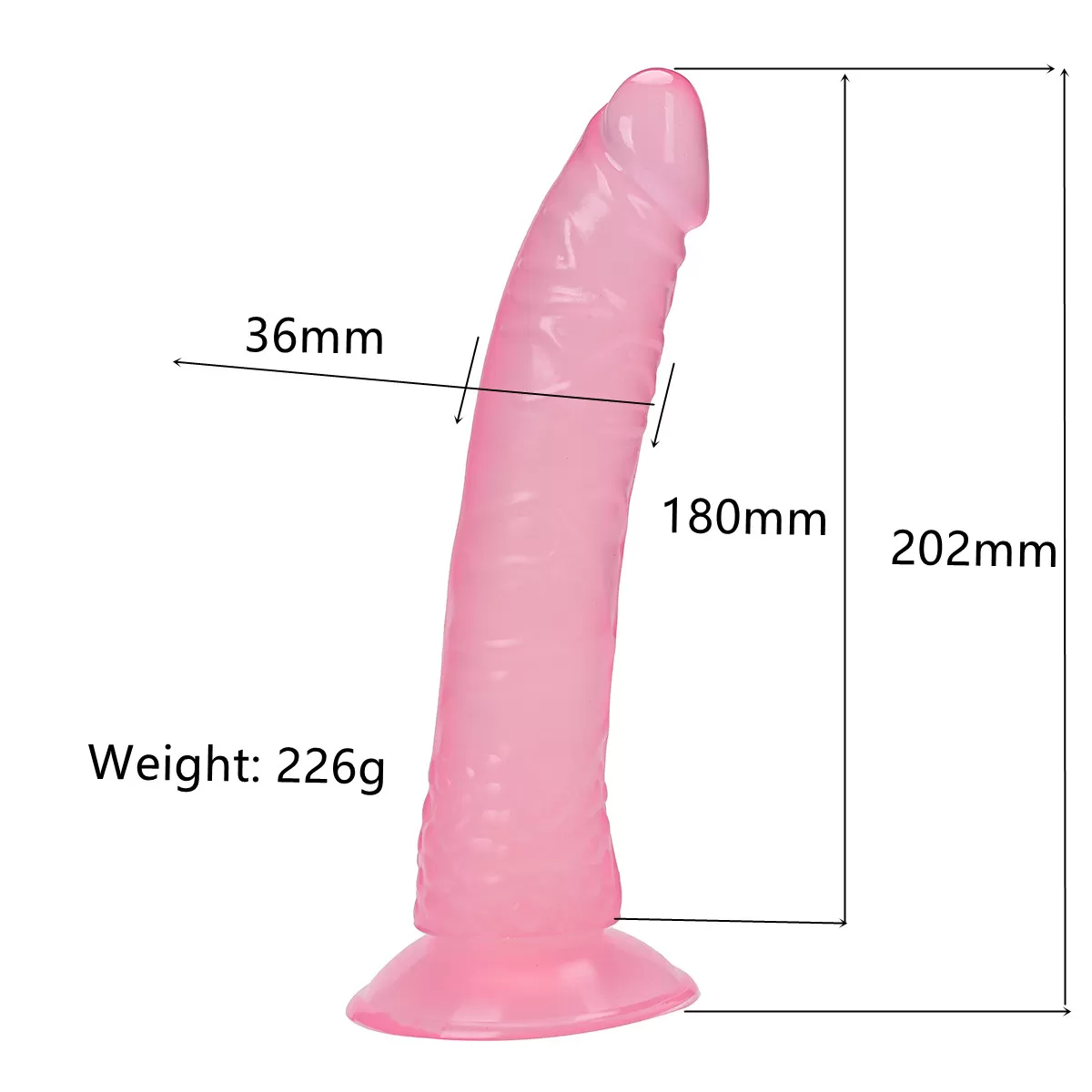 PRETTY BOY Dildo Jel Dokulu Testissiz Yumuşak Penis 20 CM - Pink