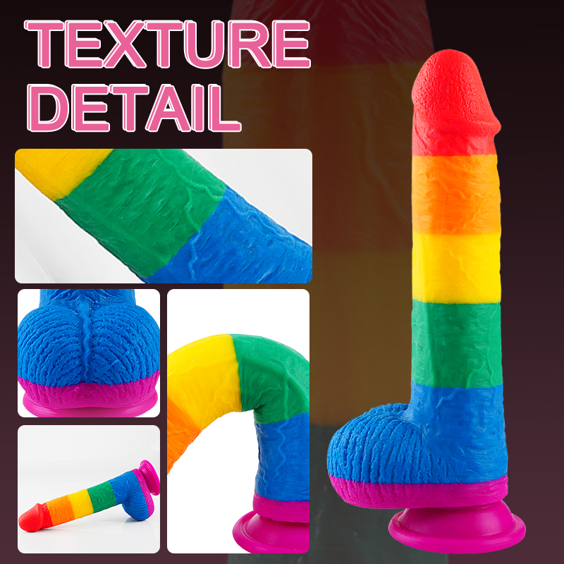 Pride Special Edition Dildo 22.5 CM - Gökkuşağı Renkli Silikon Ultra Realistik Yapay Penis Vibrator