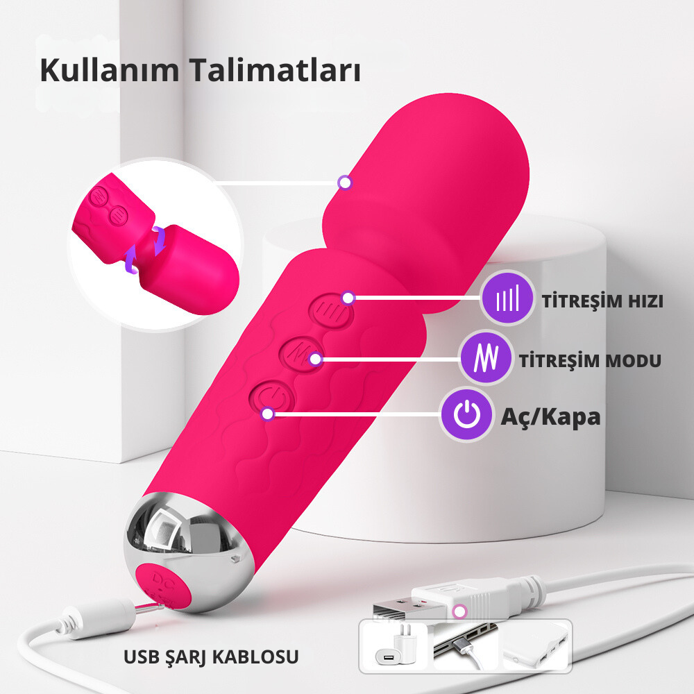 PRIME TOYS Artemis Çok Güçlü Titreşimli Masaj Vibratör Göğüs ve Klitoris Uyarıcı Wand Massager