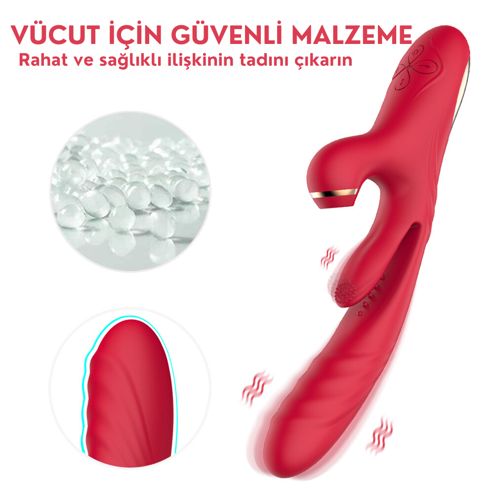 PRIME TOYS Chicy Titreşimli İleri Geri ve Aşağı Yukarı Dil Hareketli Klitoris Emişli 4 in 1 Vibratör