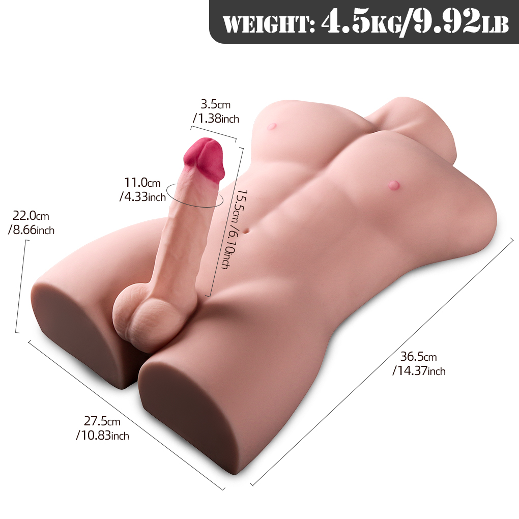 PTM Grayson - Anal Girişli 16 CM Titreşimli Yapay Penis Erkek Realistik Manken Yarım Vücut Dildo