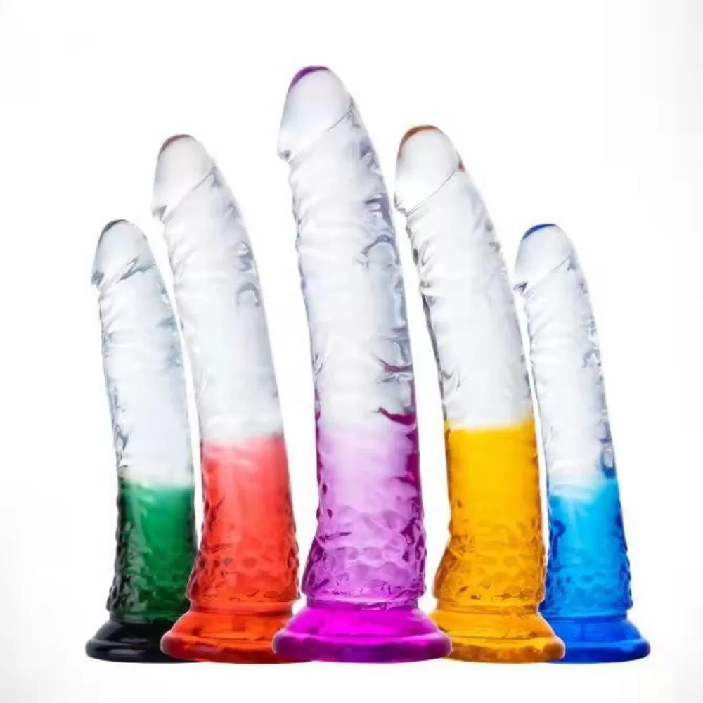 RAINBOW CLEAR Ultra Yumuşak Dokulu Testissiz Realistik Jel Penis - Yeşil