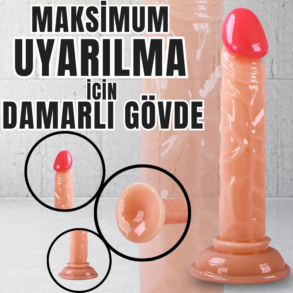 UNIQUE Realistik Dokuda Mini Dildo Vantuzlu Gerçekçi Yapay Penis 14 CM