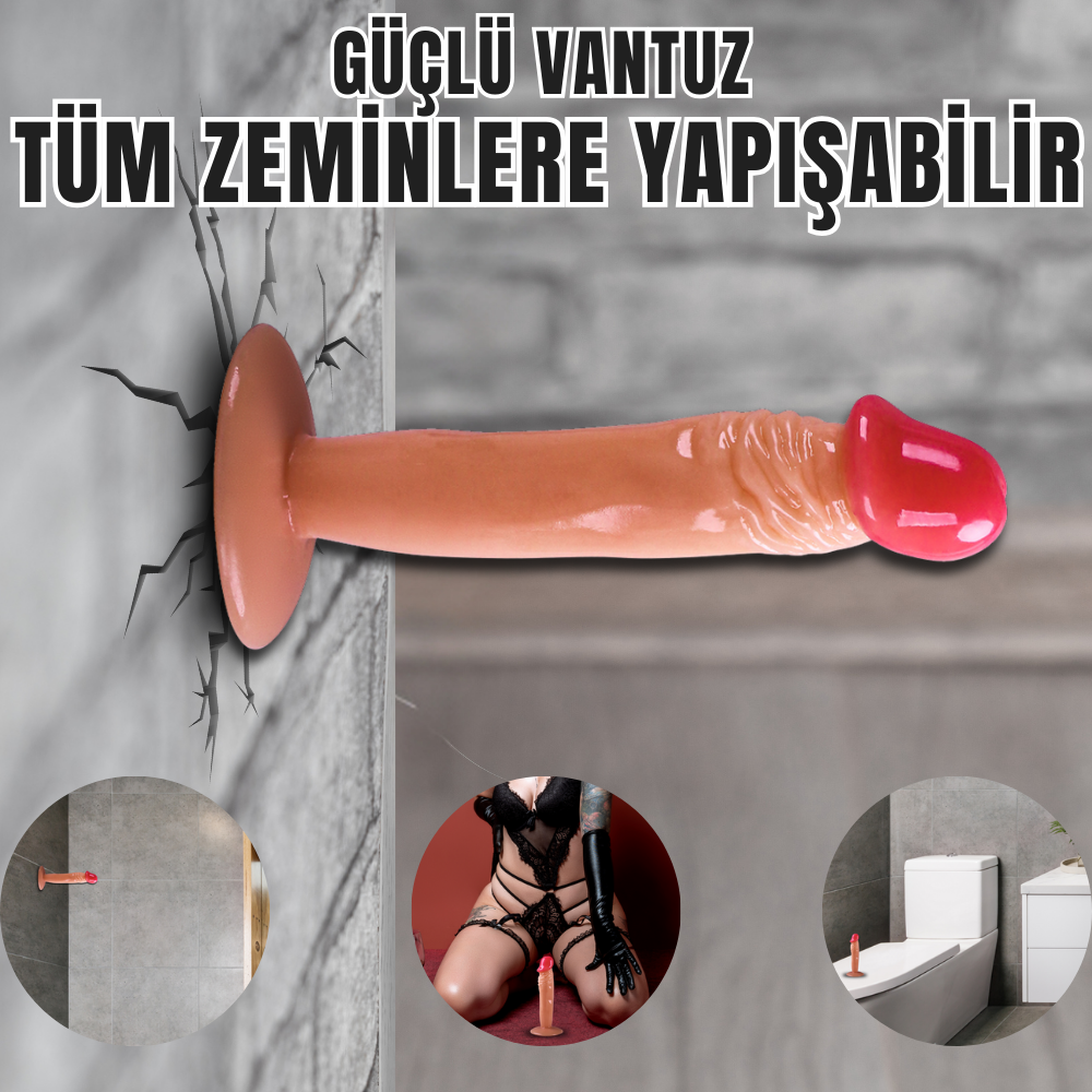 UNIQUE Realistik Dokuda Dildo Vantuzlu Gerçekçi Yapay Penis 17 CM