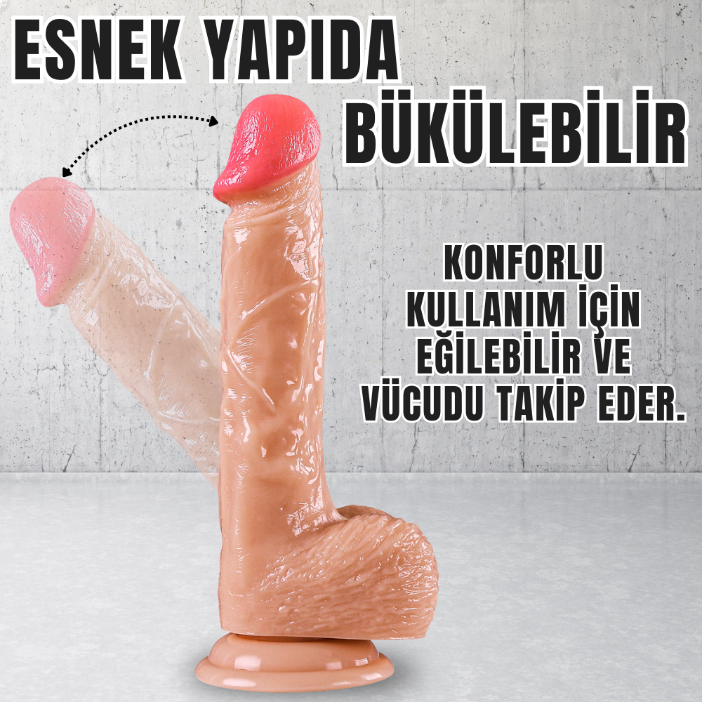 UNIQUE Realistik Dokuda Damarlı Dildo Vantuzlu Gerçekçi Yapay Penis 21 CM