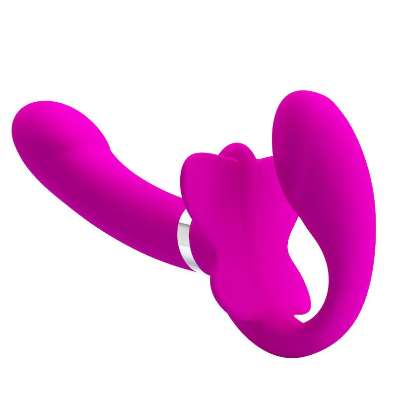 Şarjlı Strapless Strapon Titreşimli Dildo G Nokta Klitoris Uyarıcı Giyilebilir 2 in 1 Çift Vibratörü