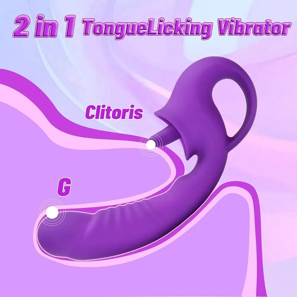 VASANA Klitoris ve G Spot Uyarıcı 2 in 1 Hareketli Orgazm Dil Vibratör - Mor